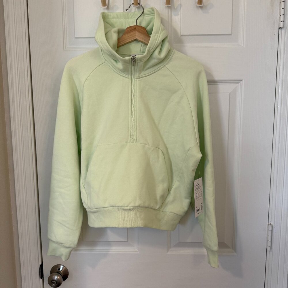 Athleta Forever Fleece 1/2 Zip Hoodie, Honeydew, Size small